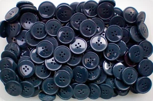 Large 23mm 36L Navy Blue 4 Hole Polished Button Craft Coat Buttons (S75) x - Picture 1 of 1