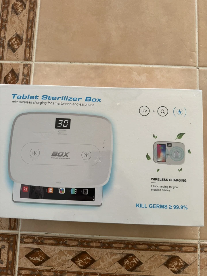 Tablet Sterilizer Box-with wireless Fast charging for Smartphone & earphone New - Image 1 of 4