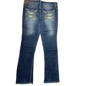 Z Cavaricci Girls Size 14 BootCut Jeans Embroidered Back Pockets embellished Vin - Imagen 1 de 6