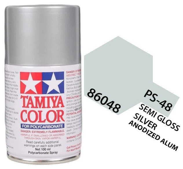 Pintura en aerosol Tamiya 86048 PS-48 semi brillante plata policarbonato Lexan RC 100 ml Foto 1 de 2