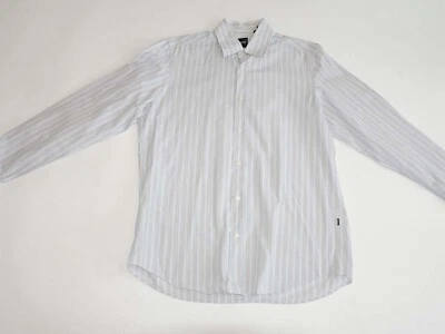 Camisa de vestir Hugo Boss Lex para hombre manga media larga gris azul blanco 15,5 - 34 35 Foto 1 de 4