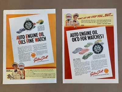 Vintage 1940 Shell Gas Gasoline Girard Perregaux Watch Print Ad (Set of 2) - Image 1 of 4
