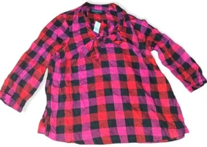 Top camicia donna Lane Bryant taglia 12 autunno quadri a quadri manica lunga NUOVO - Foto 1 di 3
