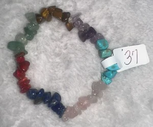Multicolor Stone Bead Bracelet All Natural Stone Rocks 7inches Fashion Jewelry - Imagen 1 de 5