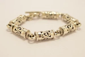 925 Sterling Silver Cylinder Chain Bracelet.  6.7", 17cm, 65 g - Picture 1 of 12