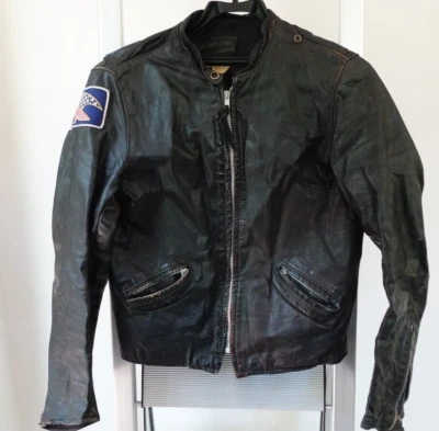 Винтажный золотой этикетки 1960-х Brooks кожаная мотоциклетная куртка - кафе гонщик маленький - Изображение 1 из 4