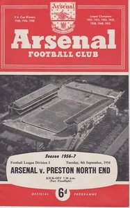 ARSENAL v PRESTON NORTH END ~ 4 SEPTEMBER 1956 ~ FREE POSTAGE (2) - Picture 1 of 1