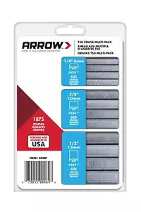 Arrow T50 Multi-Pack Heavy-Duty Staples, Sizes 1/4", 3/8", and 1/2", 1,875 Count - Picture 1 of 6