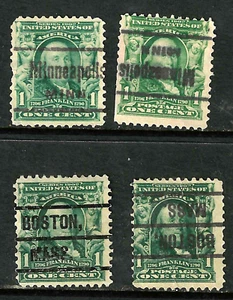 Sc #300 INVERT & REG MASS & MINN Precancelado 1901 Regular 1 Centavo Franklin EE. UU. 89F65 - Imagen 1 de 3