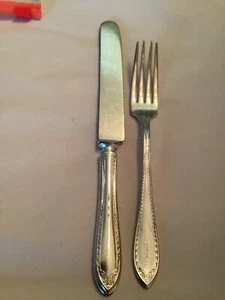 1910 Sheraton Oneida Community SILVERPLATE: 1-Dinner Knife & 1-Dinner Fork - Bild 1 von 16