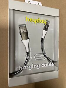 heyday 4' Micro USB to USB-A Braided Cable - Black / White / Gunmetal