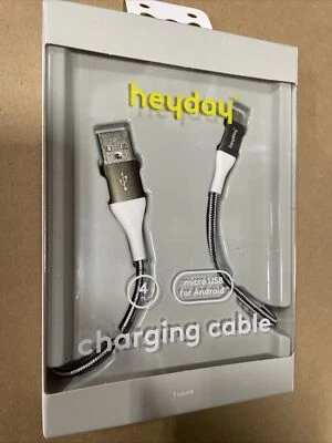 heyday 4' Micro USB to USB-A Braided Cable - Black / White / Gunmetal - Image 1 of 3