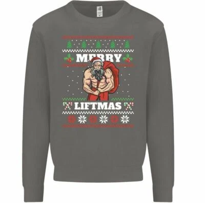 Merry Liftmas Sweatshirt Mens Funny Weightlifting Bodybuilding Gym Training Xmas - Image 1 of 4