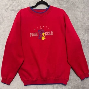 Y2K Vintage POOH Winnie The Pooh Pullover Sweatshirt Embroidered Grannycore XL - Picture 1 of 6