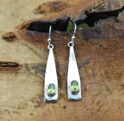 Natural Peridot Earrings 925 Sterling Silver Handmade Unique Women Jewelry 51 - Image 1 of 4