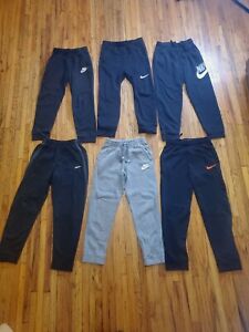 Lot 6 Nike Boys Youth Size L Large Sweat Pants Joggers Gray & Black 