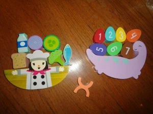 Wooden Stacking Block 2 Sets Dinosaur Eggs & Chef Cooking Vegetable Ankyo 16pc - Picture 1 of 11