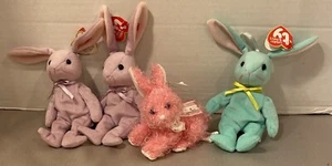 TY Easter Bunny Basket Beanies With Tags Hippity Floppity Sugartwist Lot Of 4 - Picture 1 of 14