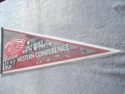 VINTAGE DETROIT RED WINGS 1997 WESTERN CONFERENCE CHAMPIONS PENNANT - Image 1 of 4