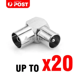90 Degree Right Angle TV Aerial PAL Connector Adapter RF Coaxial TV Cable AU - Picture 1 of 10