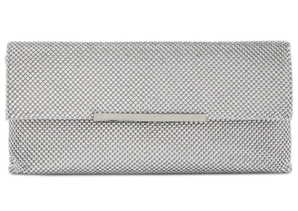 Inc International Concepts Women’s Hether Shiny Mesh Clutch Silver