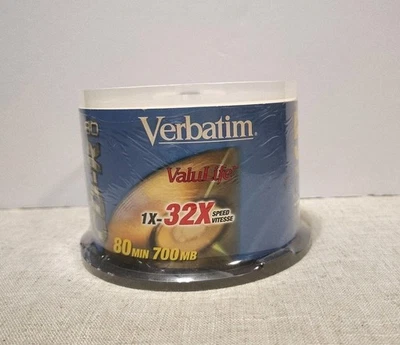 New VERBATIM ValuLife CD-R 80 Min 700 MD 32x Speed 50 Disc Spindle White Face - Image 1 of 4