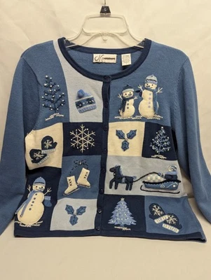 vintage vibe Christmas winter cardigan with 3-d design - Image 1 of 4