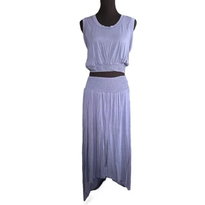 Free People Beach Morningside Crop Top & High-Low Skirt, Size Large, Blue - Picture 1 of 7