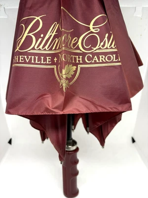 Biltmore Estate 4 英尺复古伞勃艮第和黄金状况良好罕见收藏品 — 第 1/4 张图片