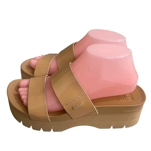 REEF Women's, Cushion Vista Higher Slide Beige tan size 8 platform EUC shoes - Picture 1 of 13