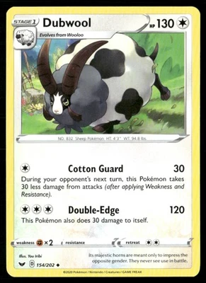 2020 Sword & Shield Dubwool Stage 1/Uncommon #154 - Image 1 of 2