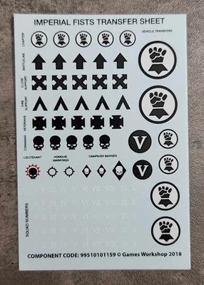 Primaris Puños Imperiales Hoja de Transferencia Mejoras Warhammer 40K Marines Espaciales  Foto 1 de 2