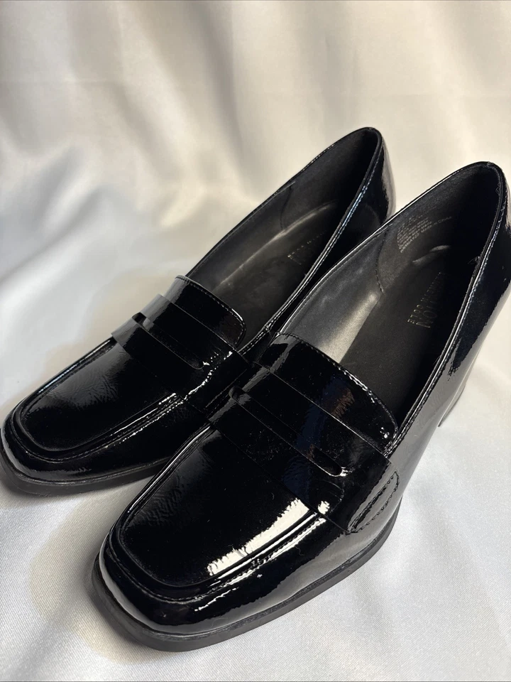 COMO NUEVO Kenneth Cole Reaction Elsa Mujer 9.5/40.5M Negro Tacón Bloque Bomba Foto 1 de 4