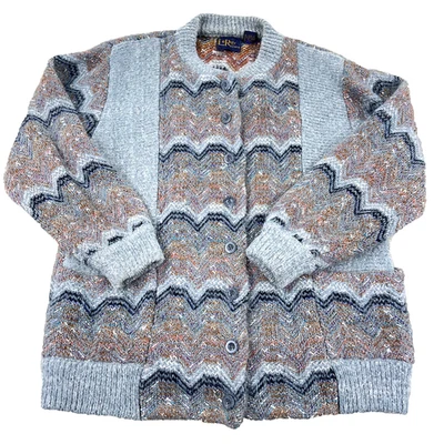 Cárdigan Suéter Vintage LeRoy Mujer XL Gris Esponjoso Kurt Coban Años 80 90 Abuela Foto 1 de 4