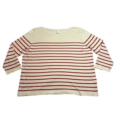 H&M лодка шеи полоски вязаный верхний размер XL эластичной прибрежный морской опрятный повседневный - Изображение 1 из 4