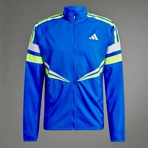 NEW Mens $80 ADIDAS ADIZERO Retro Running Jacket JD7318 Royal Blue Lime XXL - Picture 1 of 8