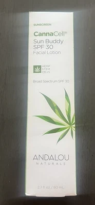 Andalou Naturals Cannacell Facial Lotion Sun Buddy Spf 30, 2.7  Fl Oz NIB - Image 1 of 2
