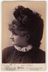 MARY ANDERSON : BEAUTIFUL STAR OF THE AMERICAN AND ENGLISH STAGE : CABINET CARD - Picture 1 of 3