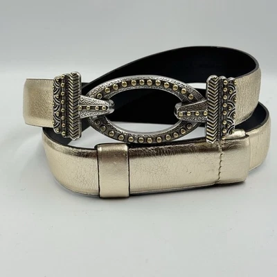 Chicos 女式联锁金色银色金属腰带 S/M 小号中号 Glam — 第 1/4 张图片