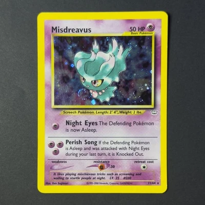 Pokemon TCG Misdreavus 11/64 Holo Unlimited Rare Neo Revelation LP - Image 1 of 3