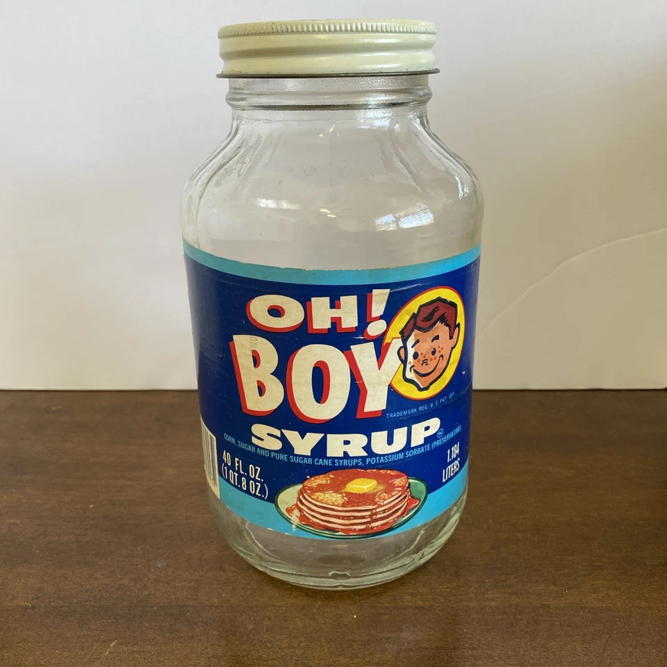 Vintage Oh! Boy Syrup 40oz Jar Original Lid Cairo, GA. By W. B. Roddenbery Co. - Image 1 of 4