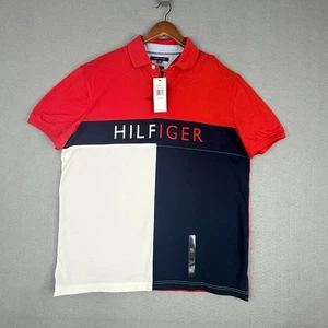 Tommy Hilfiger Poloshirt Herren XL Custom Fit Color Block Spell Out THFlex - Bild 1 von 11
