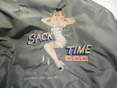 VTG 1987 AVIREX BOMBER JACKET  NYLON EXCELENT COND. GREAT GRAPHICS MILITARY ???? - Image 1 of 4