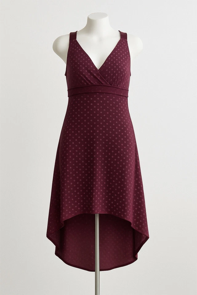 Vestido Y2K Años 90 De Colección L Punto Granate Babydoll Hada Sin Mangas Asimétrico Capricho Foto 1 de 4