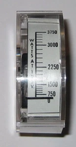 Panel Mount 3750 Watt Analog Wattmeter - 125 V AC - Clear Case - 1.83" x .755" - Picture 1 of 7