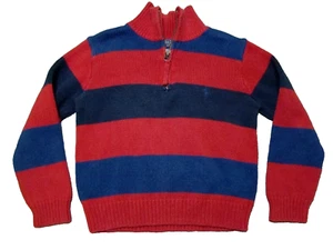 Polo Ralph Lauren Boys Size 4 Blue Red Stripes 1/4 Zip Pullover Sweater RL - Picture 1 of 4
