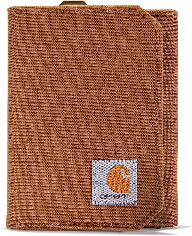 Carhartt Cordura Nylon Duck Trifold Wallet WW0236 Rain Defender RFID Brown