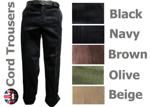 Brand New Mens Cord Trousers Corduroy Cotton All Sizes 5 Colours 29" inside leg - Picture 1 of 1