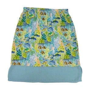 Vintage Weekend Traffic Rayon Skirt Blue Tropical Fish Print Women's Size Medium - Picture 1 of 10