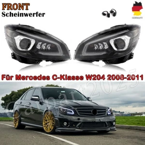 2x Schwarz Hauptscheinwerfer Frontscheiwerfer für 08-11 Benz W204 S204 GT Optik - Bild 1 von 13